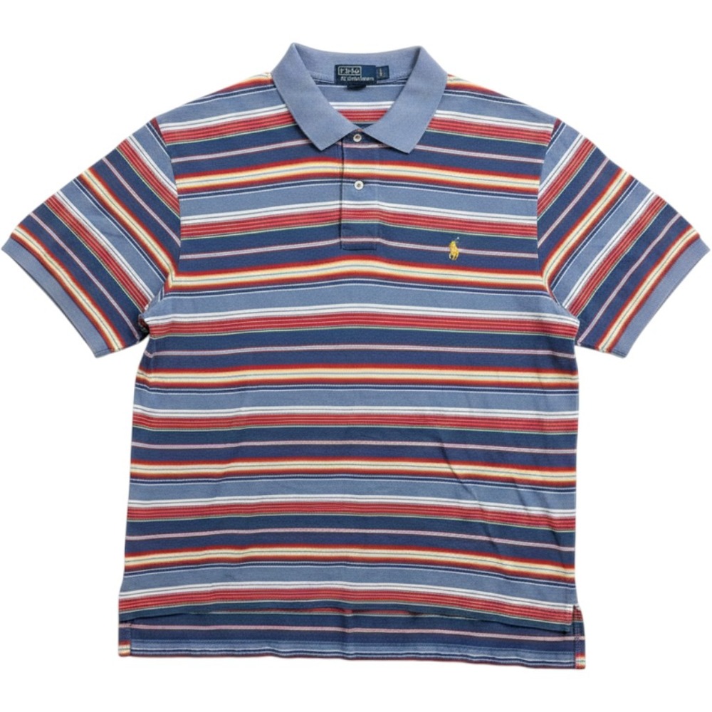 Polo‎ Ralph Lauren Rugby Shirt Striped Red Blue Pony 90s Preppy Large